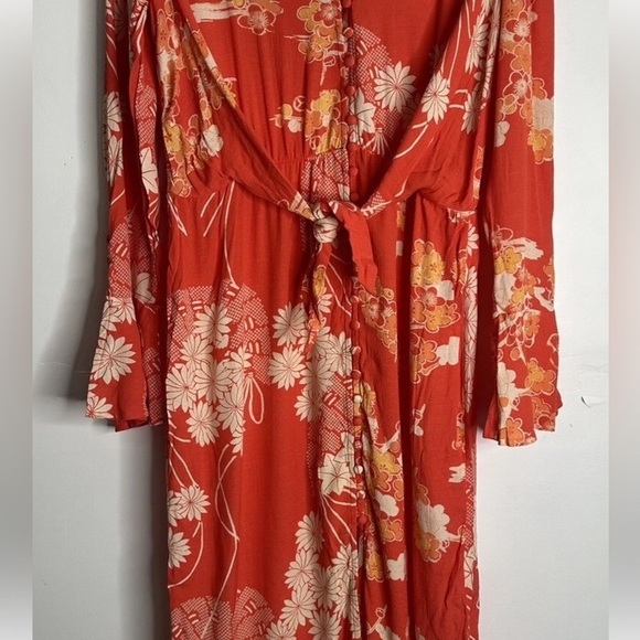 Free People Hot Pepper Combo Mixed Print Twist Dress - Picture 4 of 6